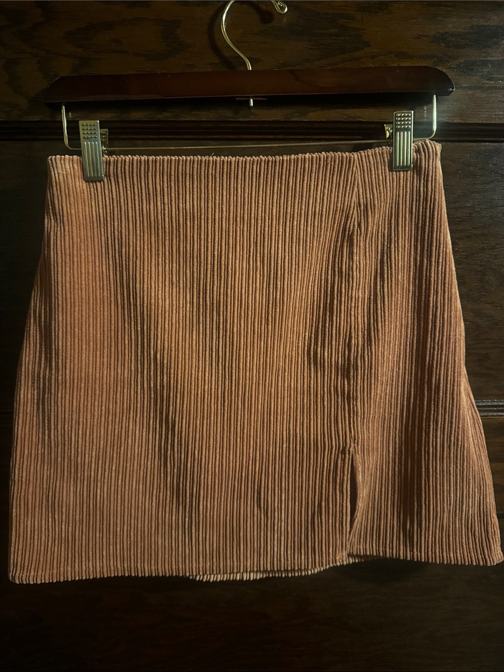 Altar'd State Corduroy Ribbed Mini Skirt in Blush Brown